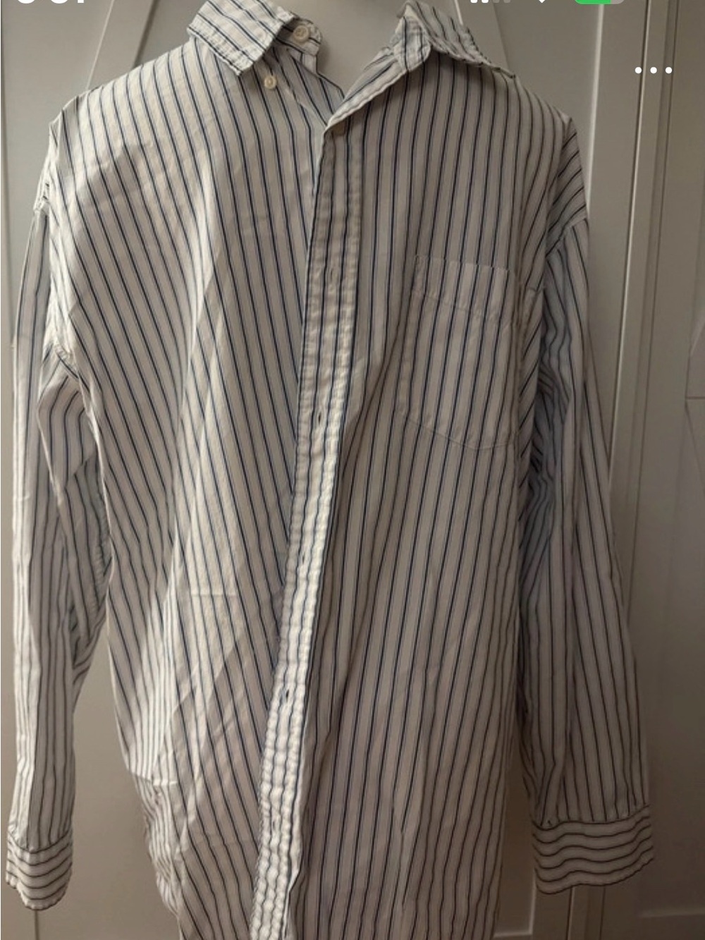 Old Navy White Shirt with Blue Vertical Stripes